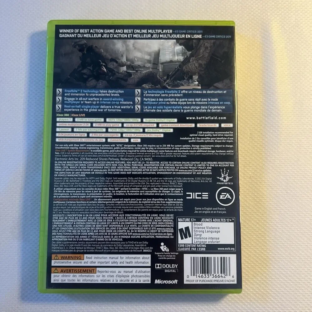 Battlefield 3 (Microsoft Xbox 360, 2011)‎
